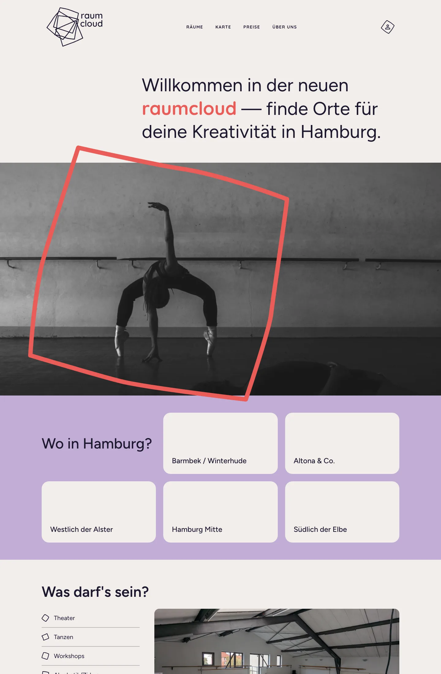 Vorschau der Website raumcloud